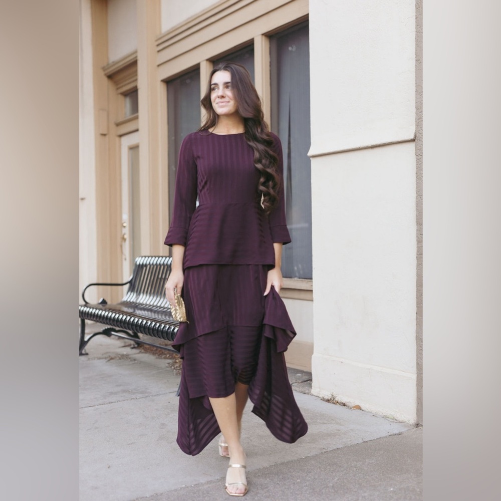 Dainty Jewells Burgundy Asymmetrical Hem Dress